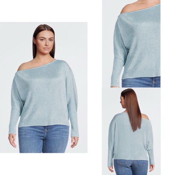 Karen Millen Tops - KAREN MILLEN Viscose Blend Metallic Sparkle Knit Drop Shoulder Top Size XL (NWT)